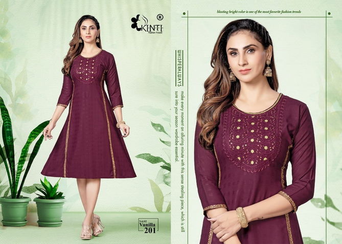 Vanilla Vol 2 By Kinti 201-206 Embroidery Kurtis Catalog